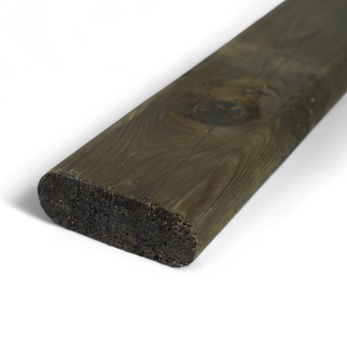 Schwarzer Holz Querriegel mit gefrästen runden Kanten schräg von vorne, Freisteller
