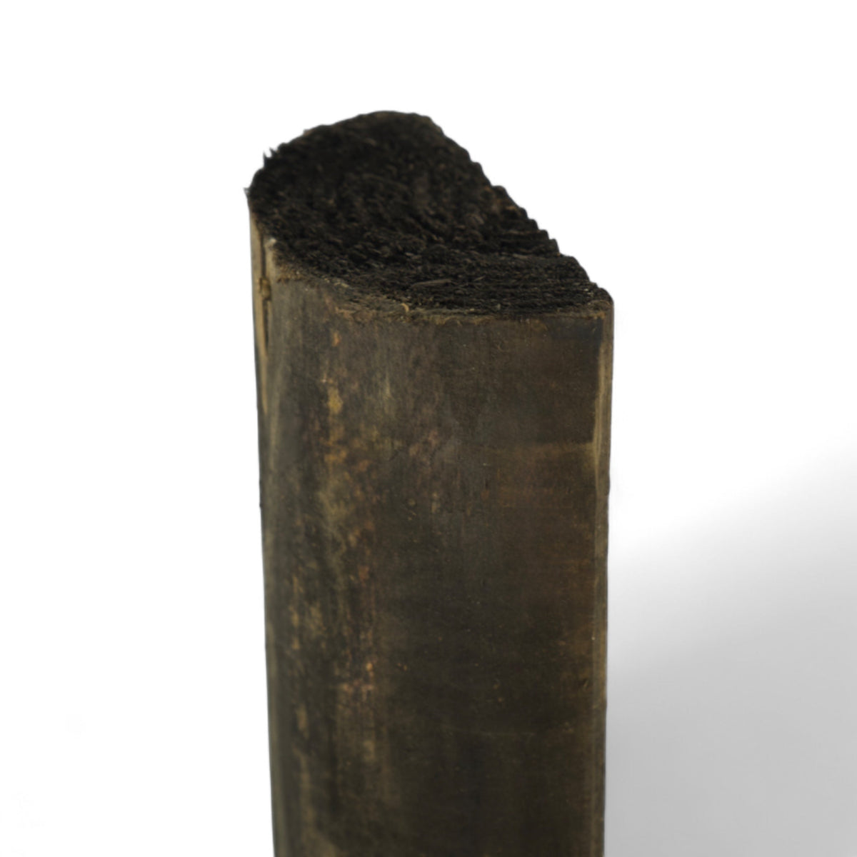 Halbholz Halbriegel gefräst, kesseldruckimprägniert schwarz, stehend mit halbrundem Querschnitt, Freisteller