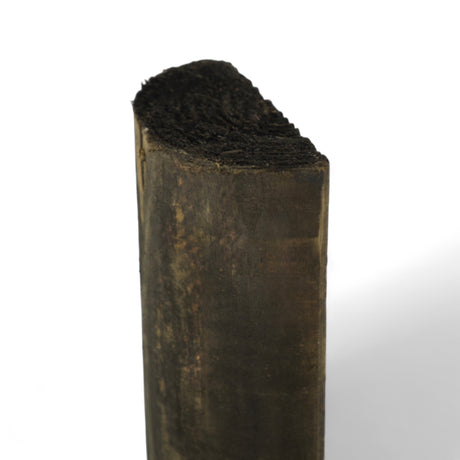 Halbholz Halbriegel gefräst, kesseldruckimprägniert schwarz, stehend mit halbrundem Querschnitt, Freisteller