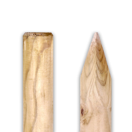 Baumpfahl Pfosten kesseldruckimprägniert grün und rund, Holzpfähle mit flachem und gespitztem Ende