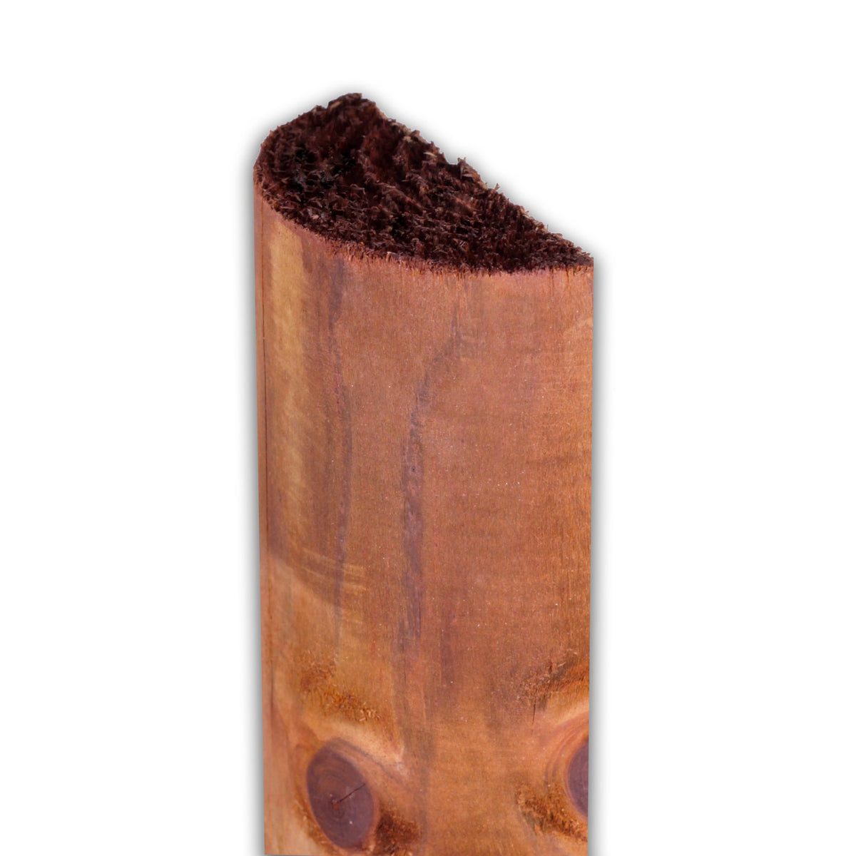 Halbholz Halbriegel gefräst aus kesseldruckimprägniertem Holz in braun, stehend freigestellt